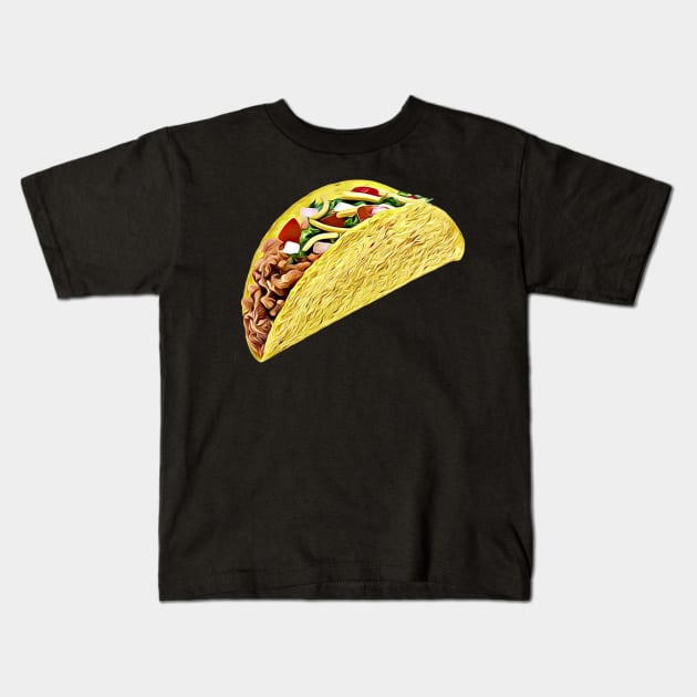 Taco Tuesday Toon Style Tiled Taco Emoji Pattern Kids T-Shirt by BubbleMench